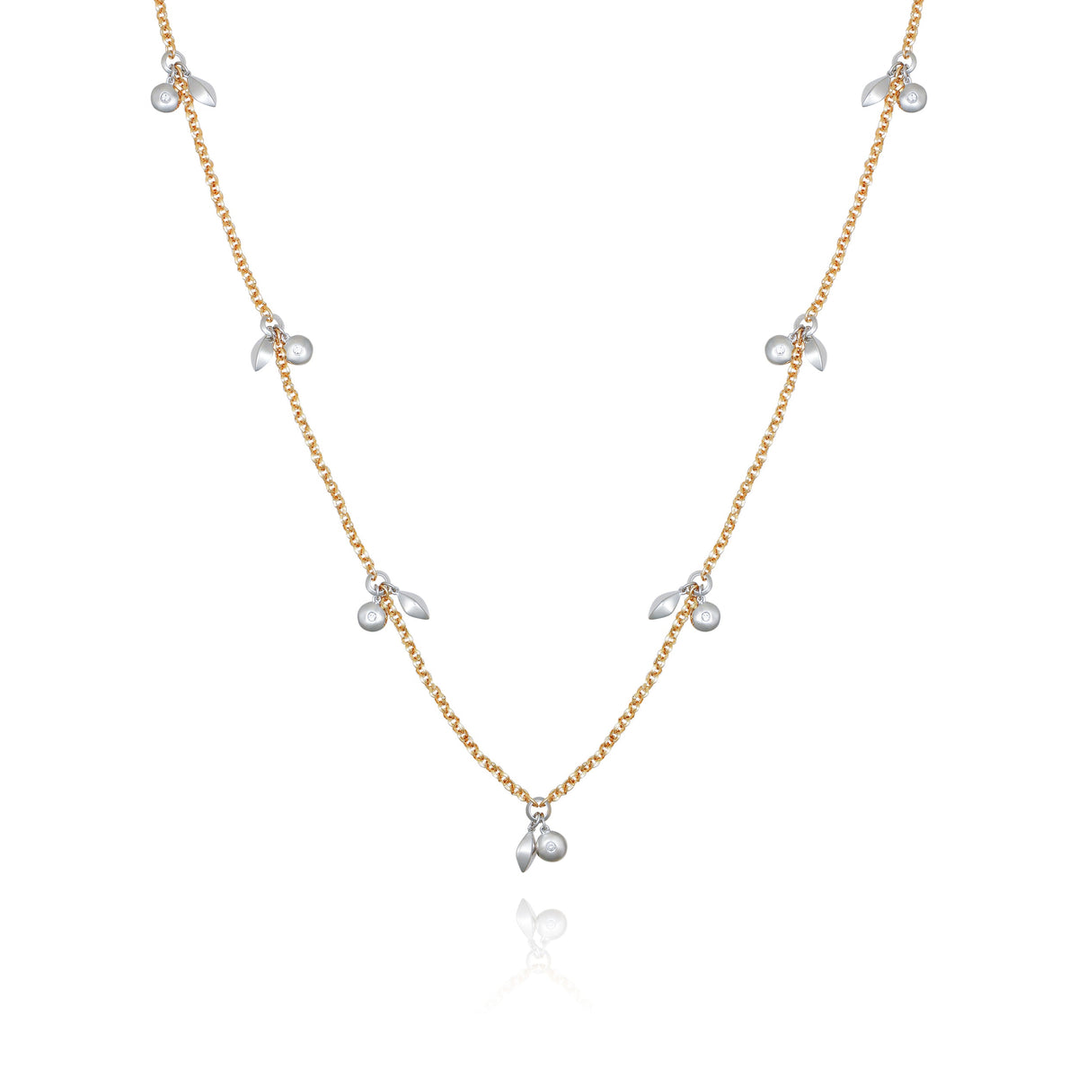 Two Tone Gilded Leaf Long Necklace