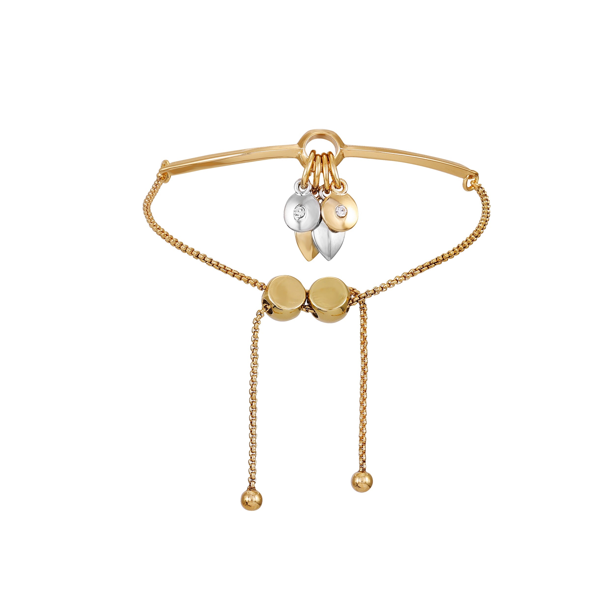 Goldtone Gilded Leaf Charm Slider Bracelet