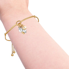 Goldtone Gilded Leaf Charm Slider Bracelet