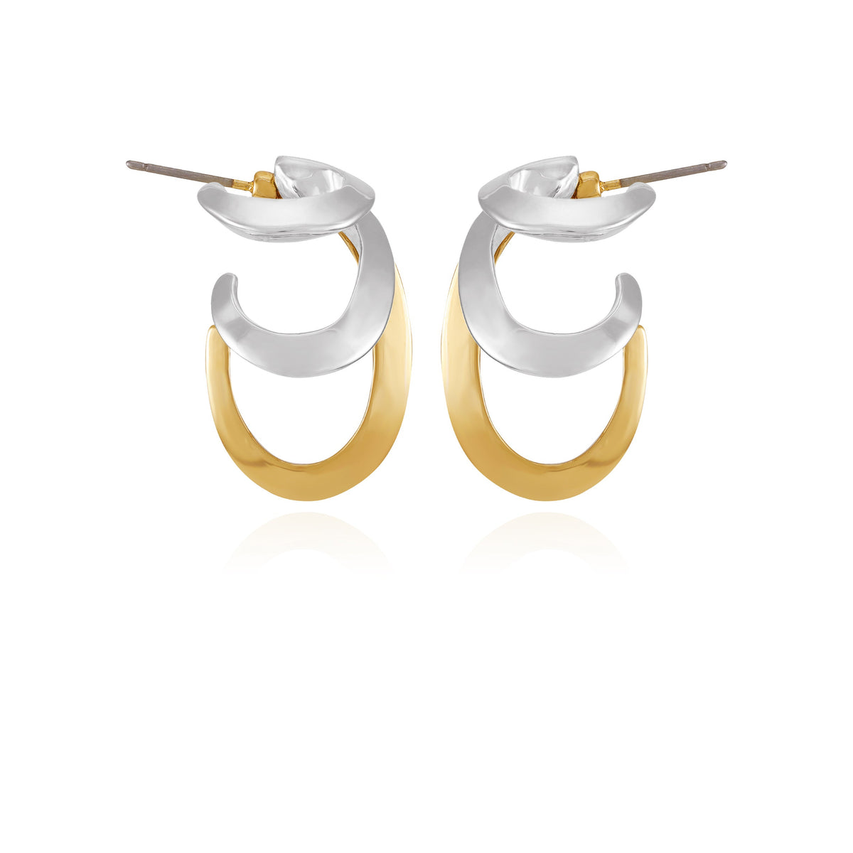 Two Tone Gilded Leaf Hoop Earrings