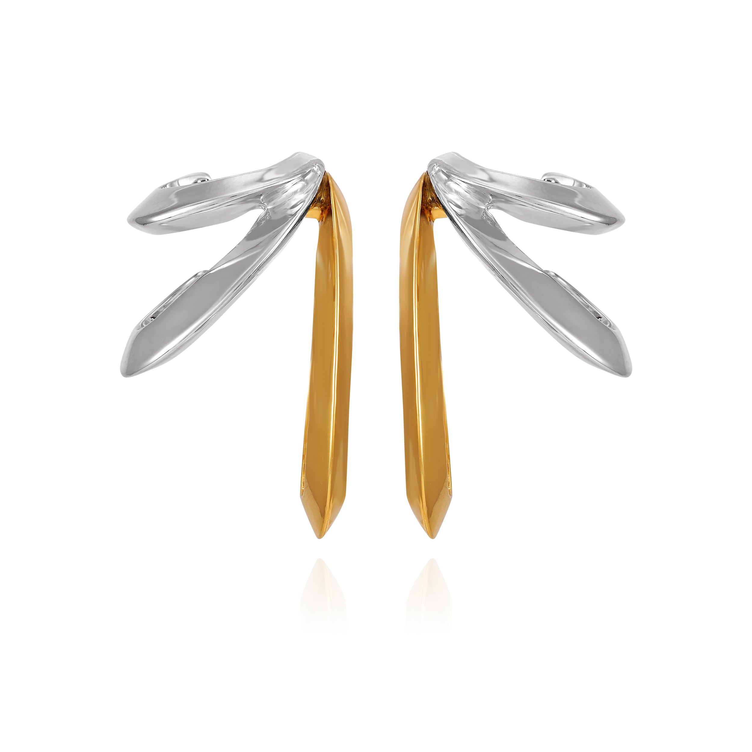Two Tone Gilded Leaf Hoop Earrings