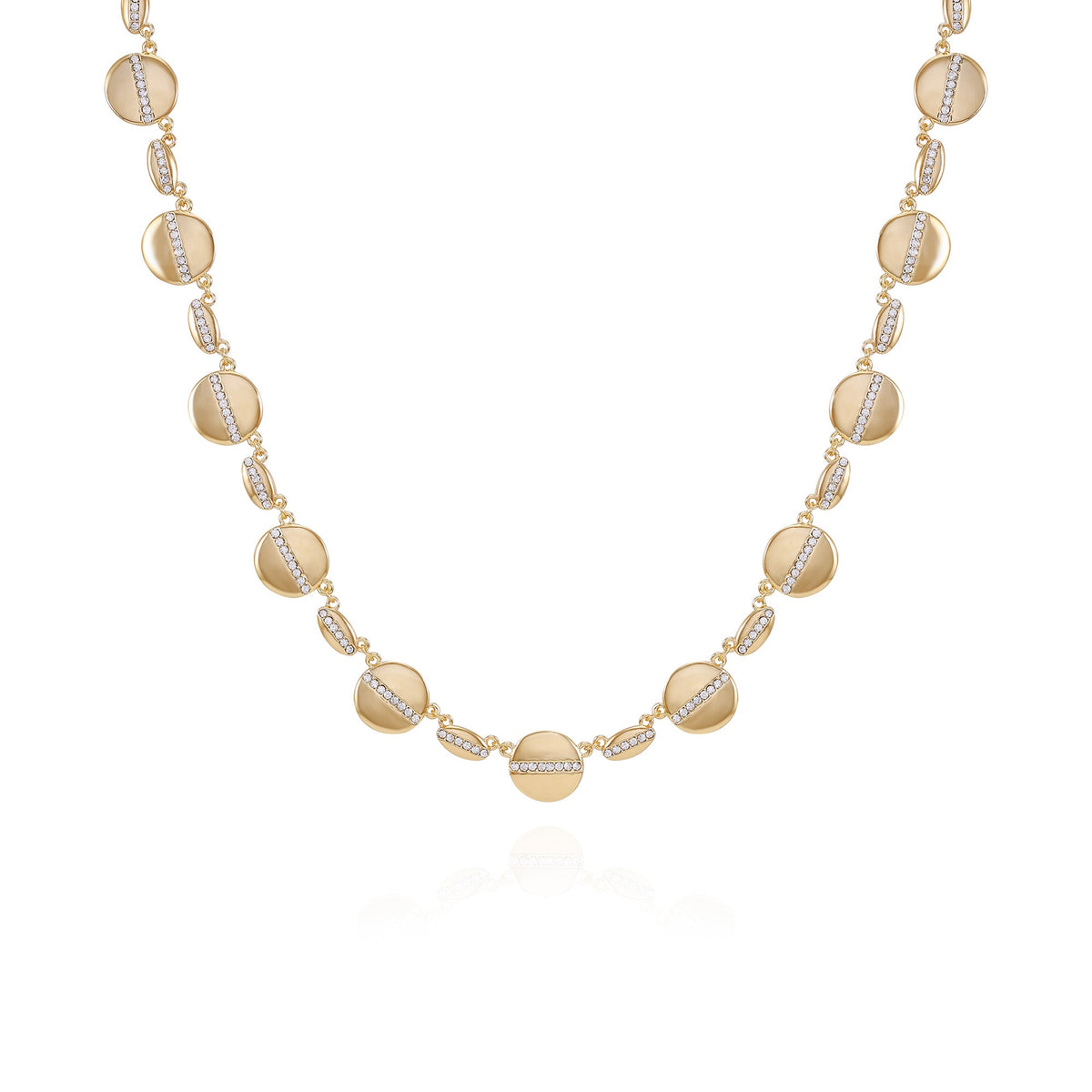 Goldtone Pave Multi-Coin Statement Necklace