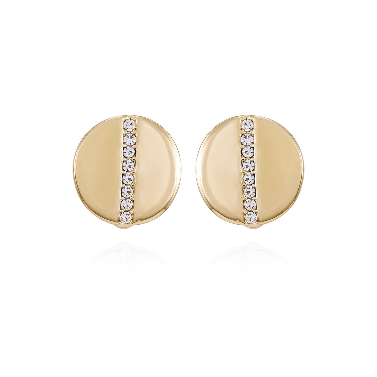 Goldtone Crystal Stone Circle Clip On Earrings