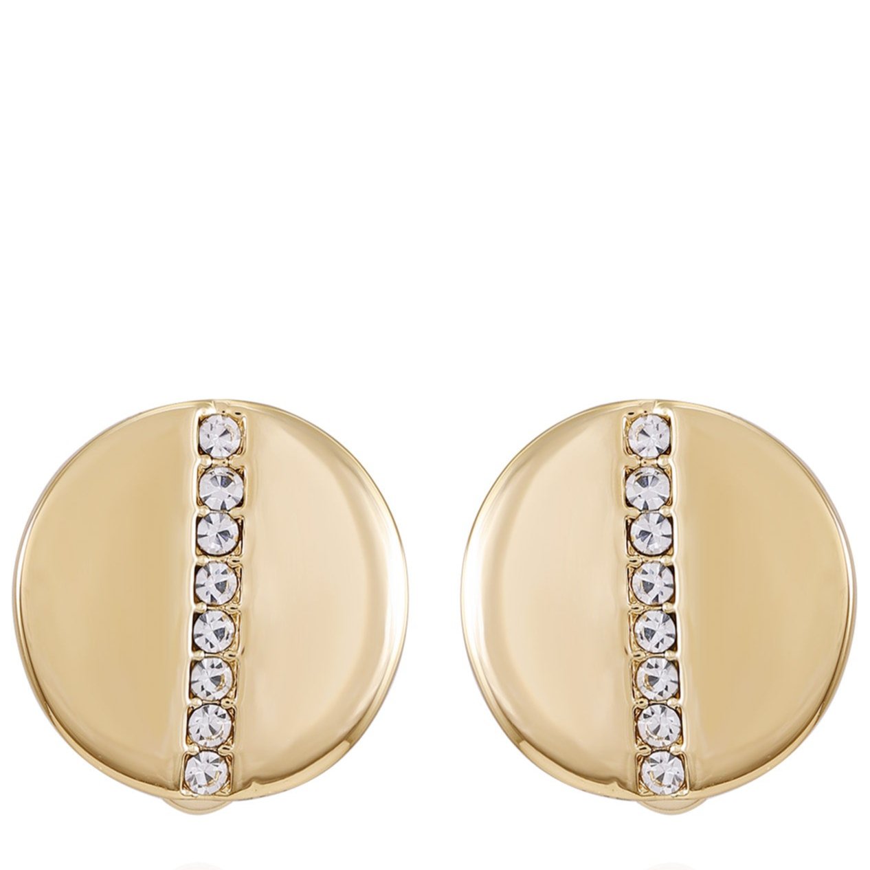 Goldtone Crystal Stone Circle Clip On Earrings