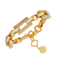 Goldtone Pave Link Toggle Bracelet