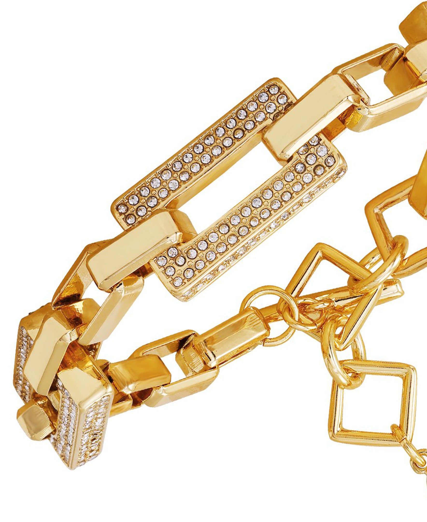 Goldtone Pave Link Toggle Bracelet