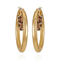 Goldtone Pave Crystal Stone Layered Hoop Earrings