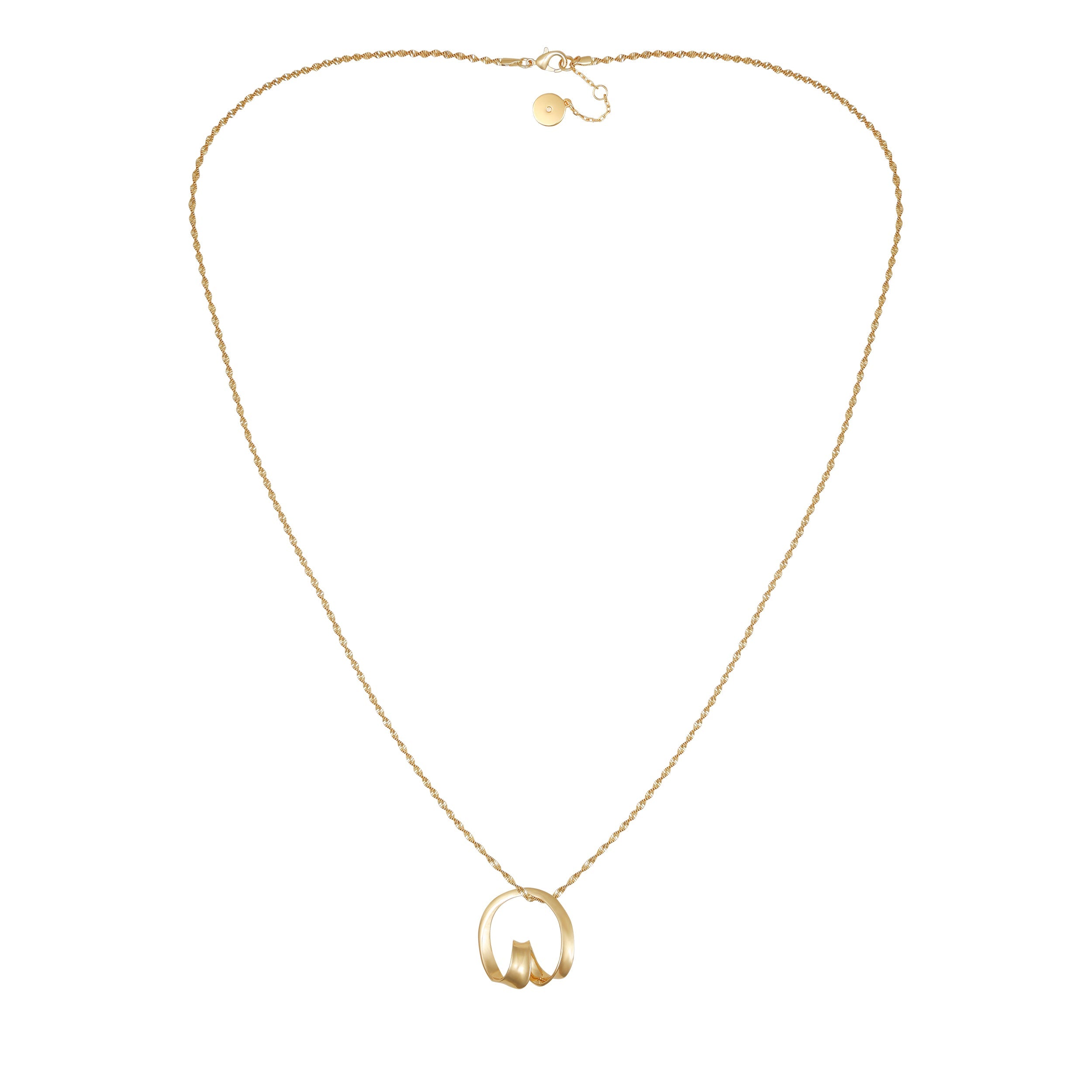 Goldtone Herringbone Chain Long Necklace