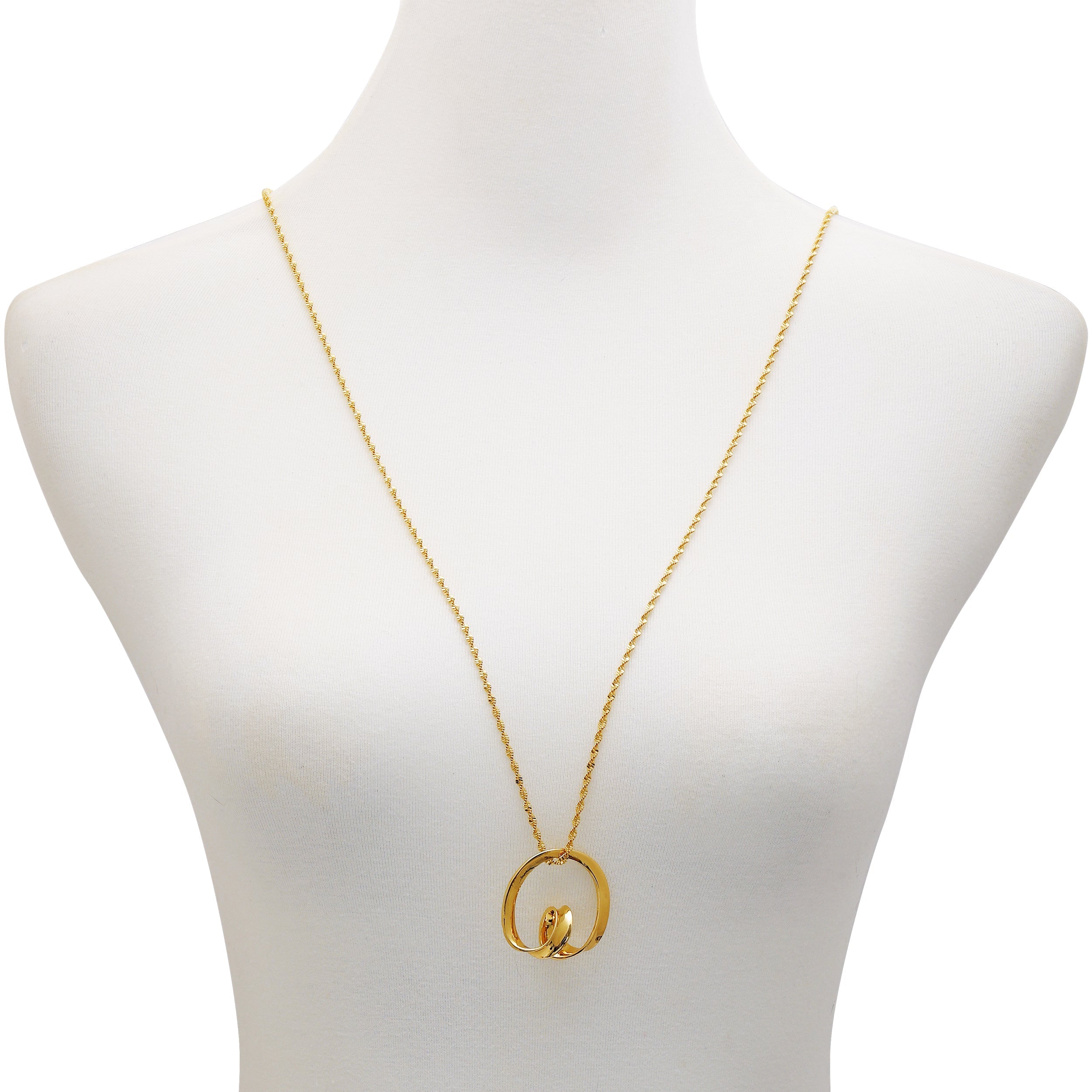 Goldtone Herringbone Chain Long Necklace