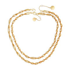 Goldtone Double Layered Harringbone Necklace