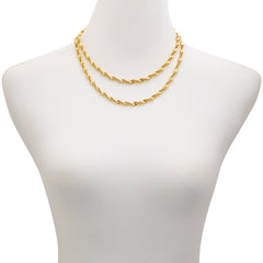 Goldtone Double Layered Harringbone Necklace