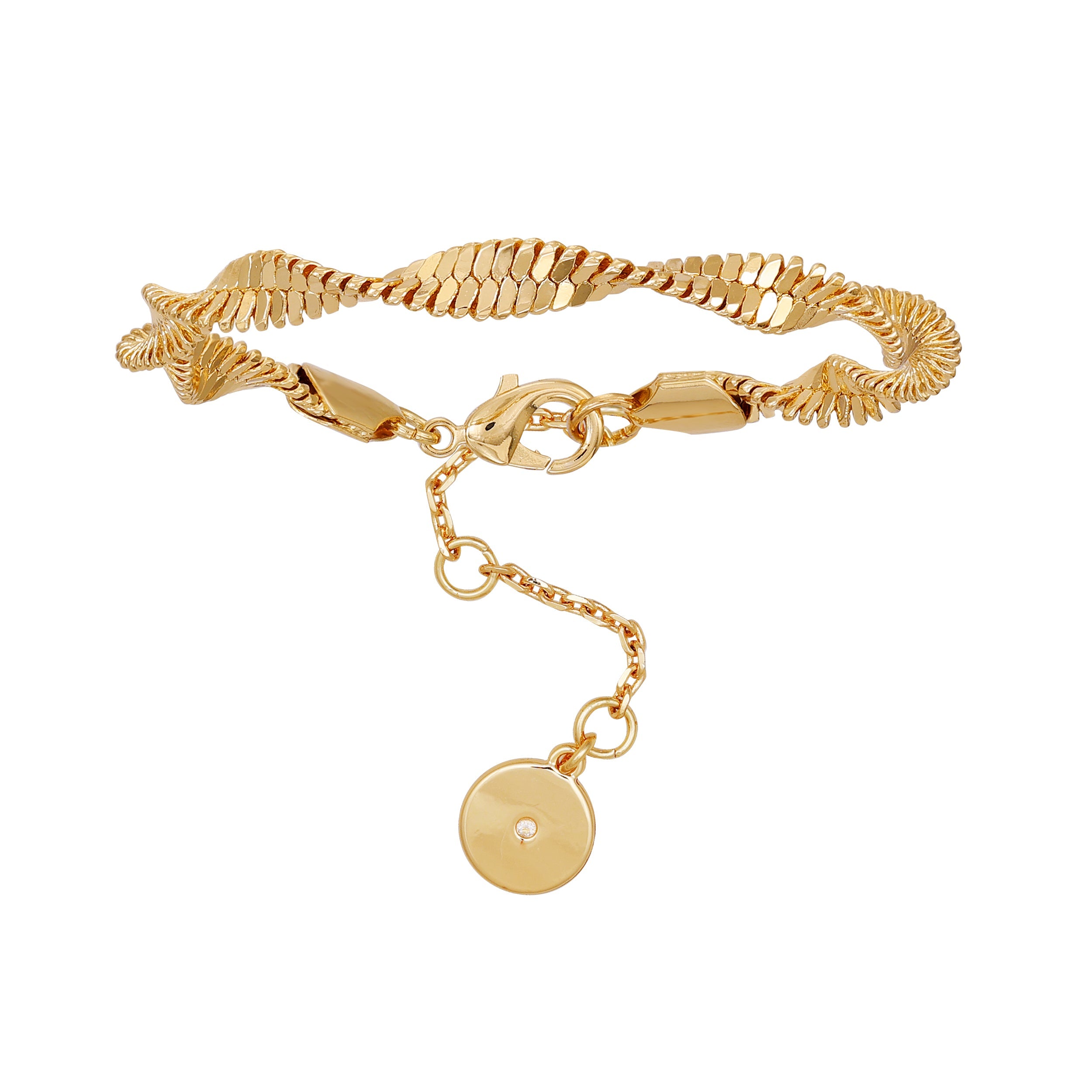 Goldtone Twisted Herringbone Chain Bracelet