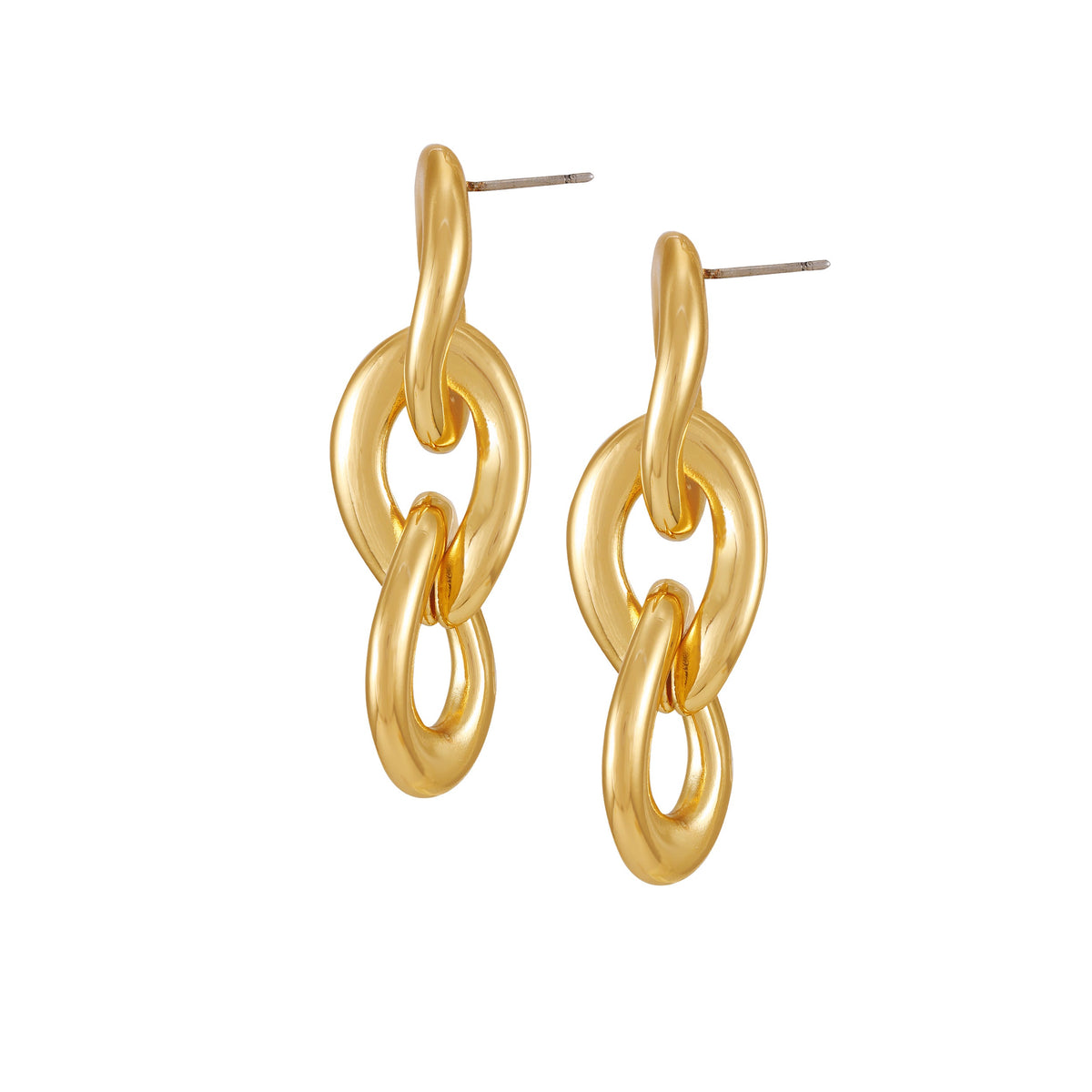Goldtone Interlocked Link Drop Earrings