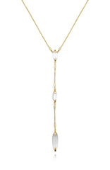 Long Goldtone & Stone Pendant Necklace