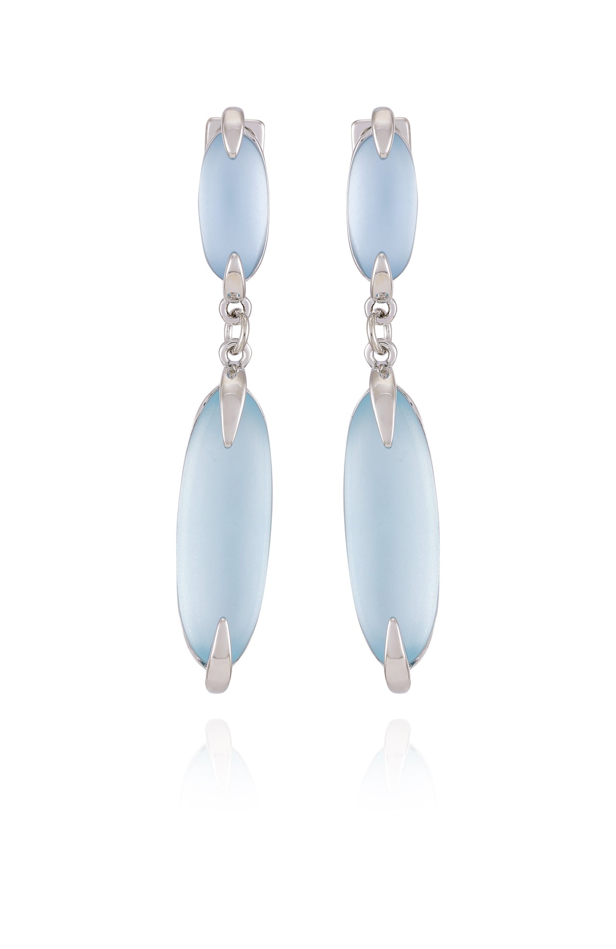 Silvertone & Blue Stone Drop Earrings