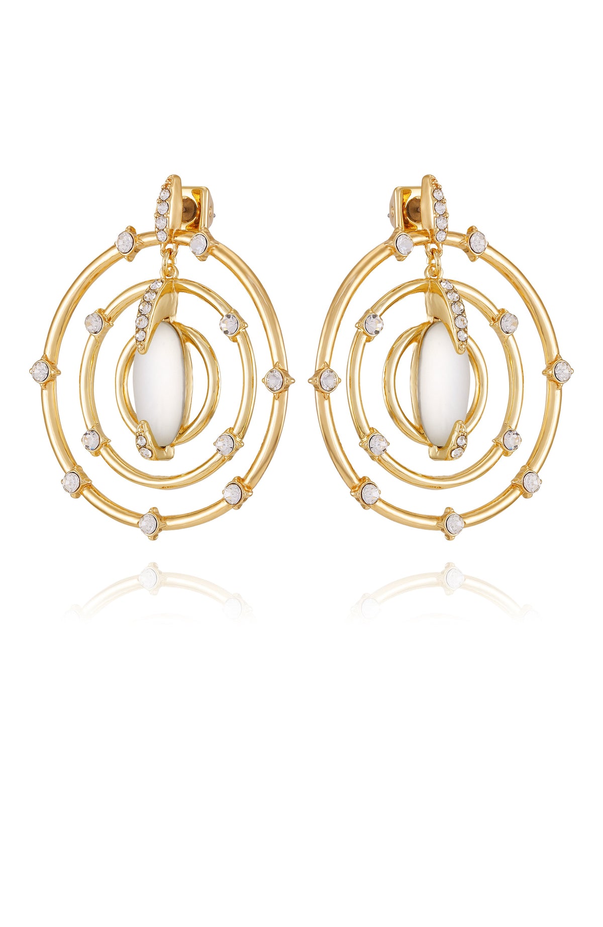 Statement Goldtone & Crystal Drop Earrings