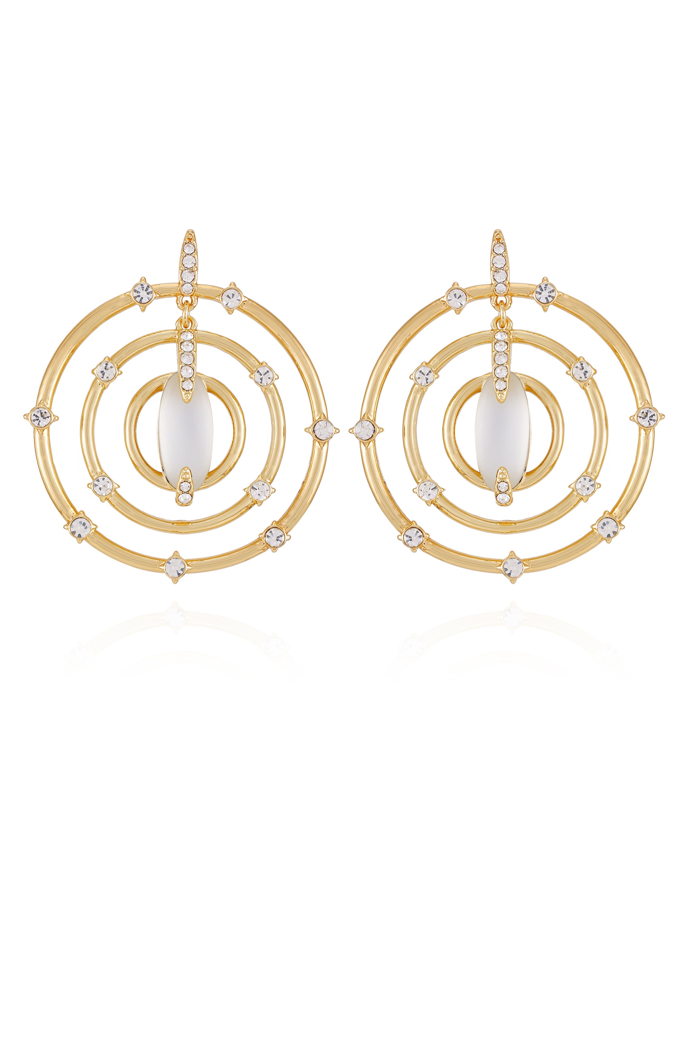 Statement Goldtone & Crystal Drop Earrings