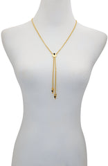 Goldtone & Black Drop Pendant Necklace