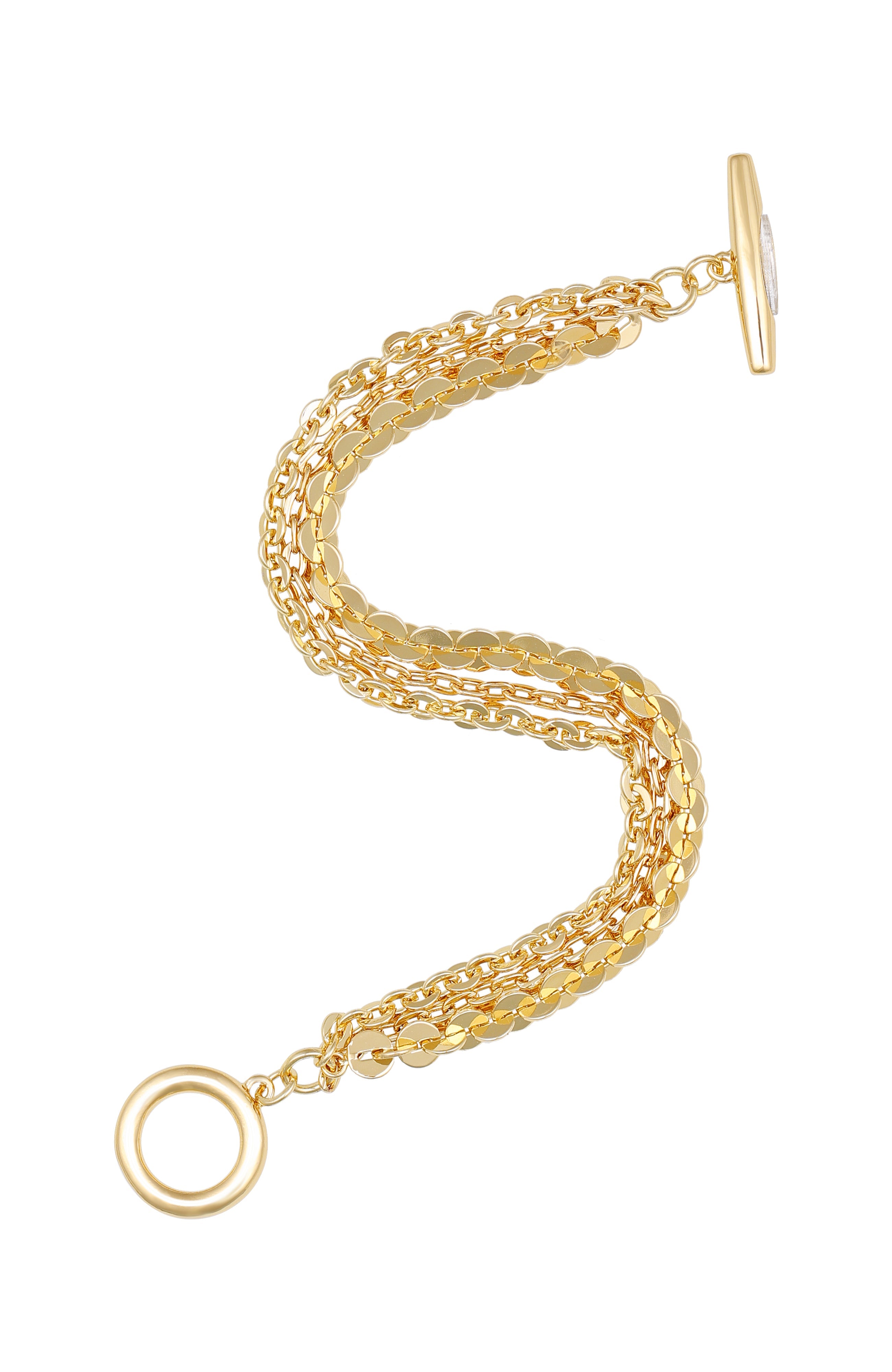 Multi Strand Goldtone Toggle Bracelet