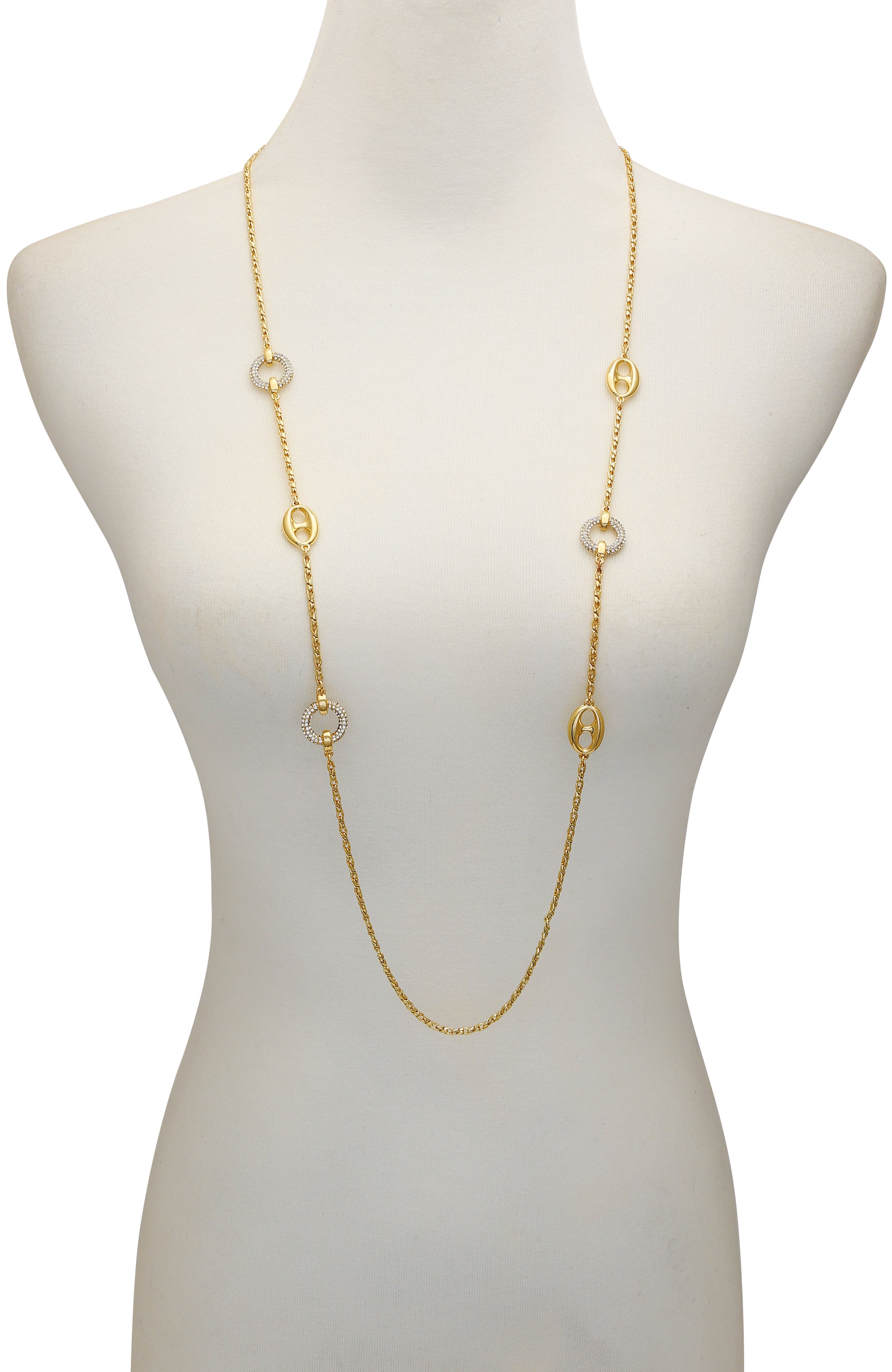 Signature Mixed Link Pavé Long Necklace