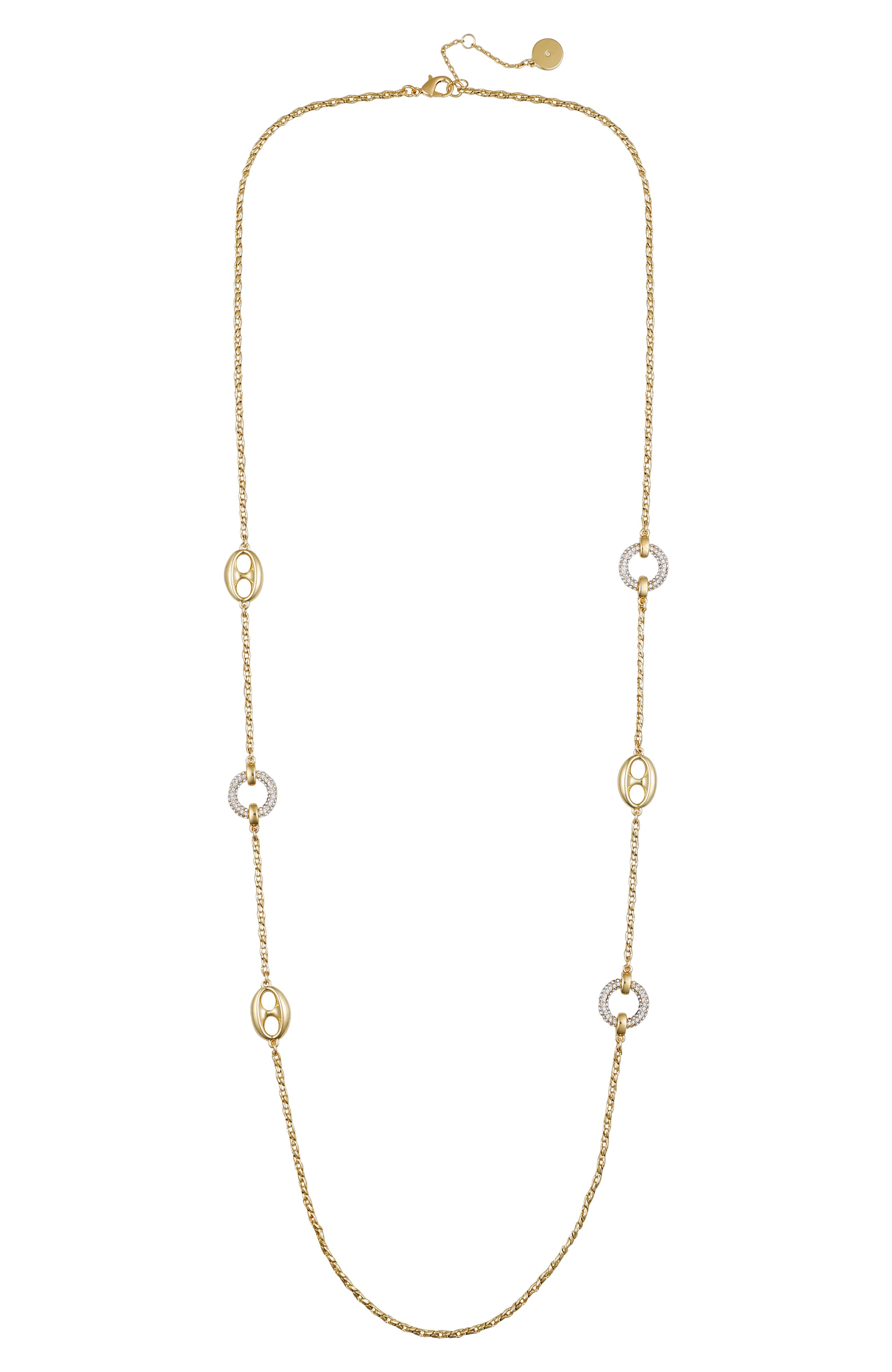 Signature Mixed Link Pavé Long Necklace