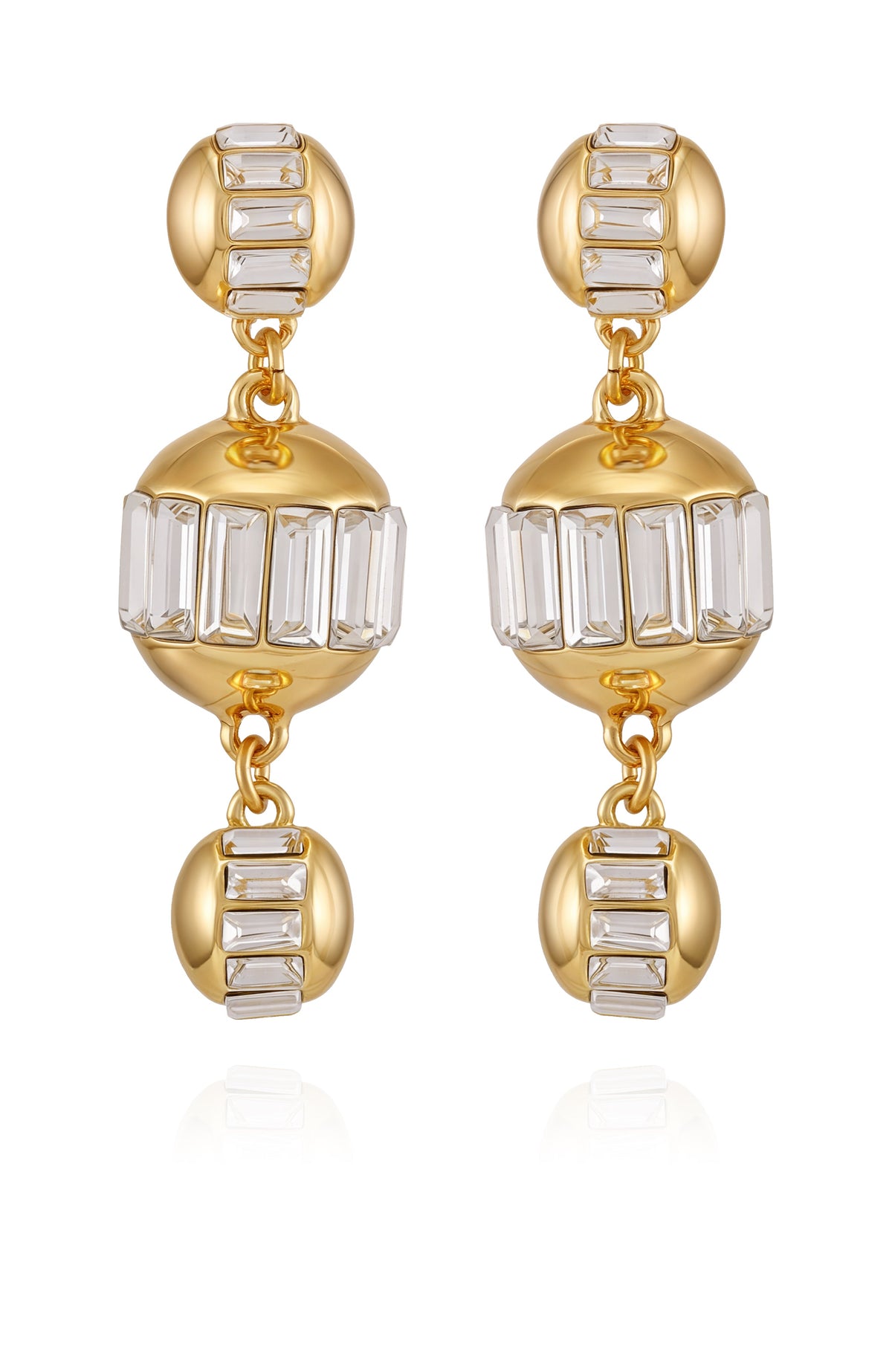 Goldtone Crystal Sphere Drop Earrings