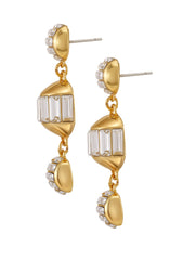 Goldtone Crystal Sphere Drop Earrings