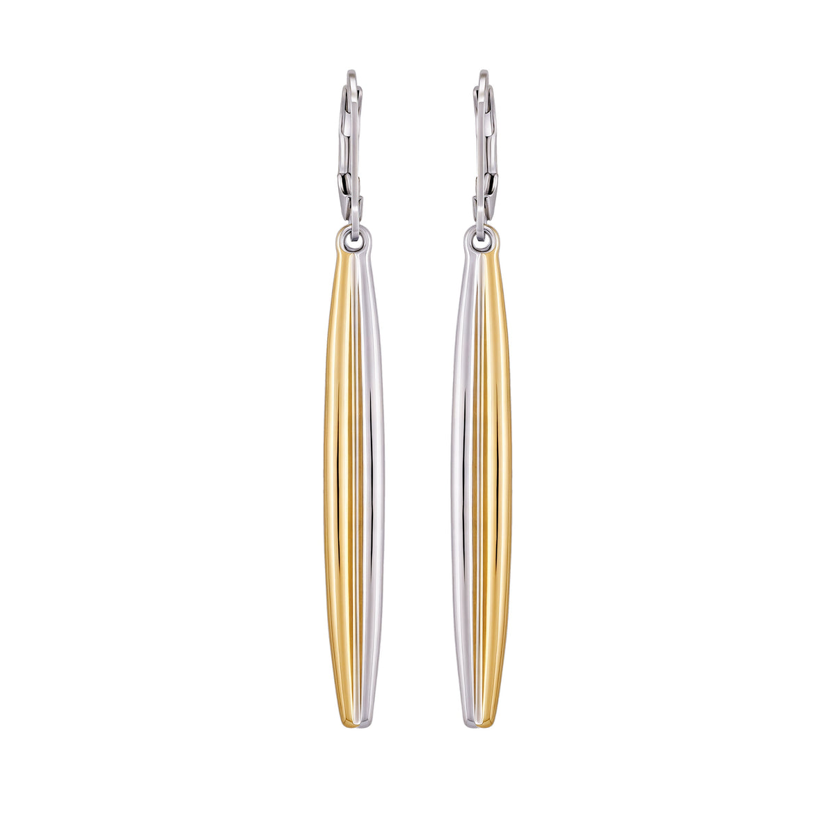 Two Tone Elongated Hoop Earrings