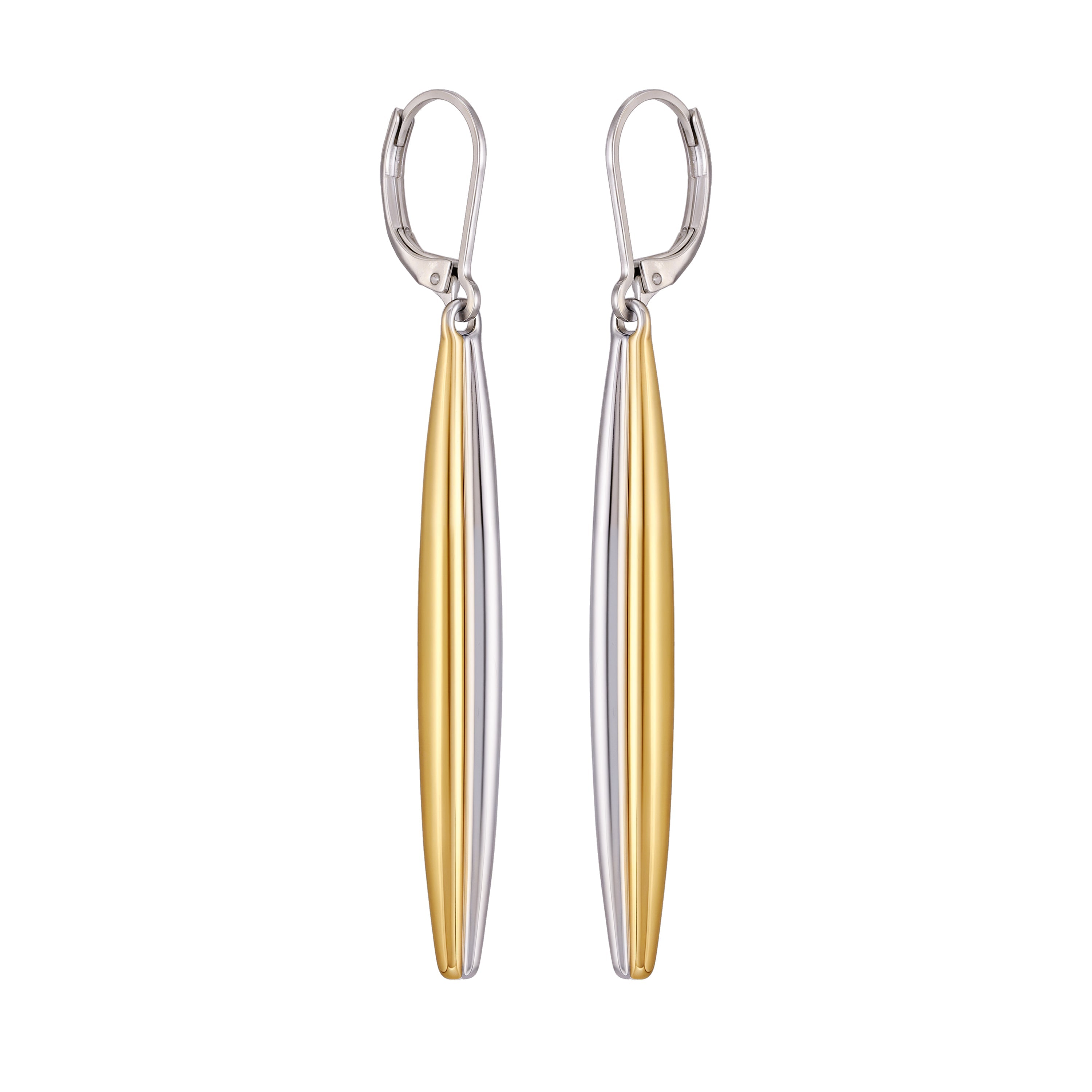 Two Tone Elongated Hoop Earrings