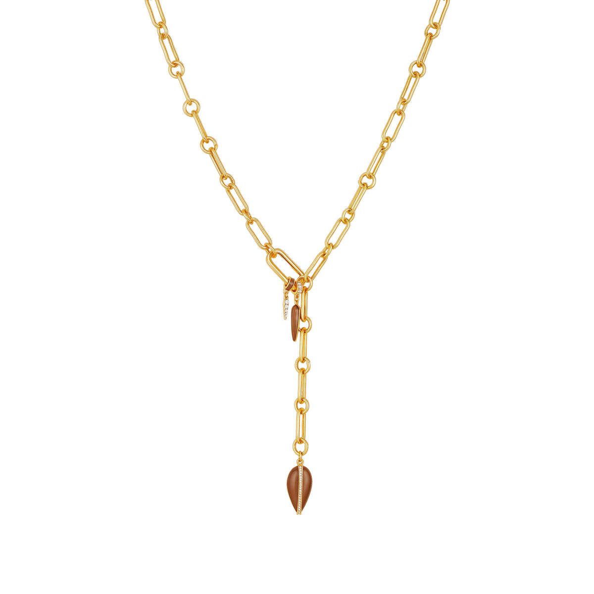 Goldtone Link Lariat Necklace