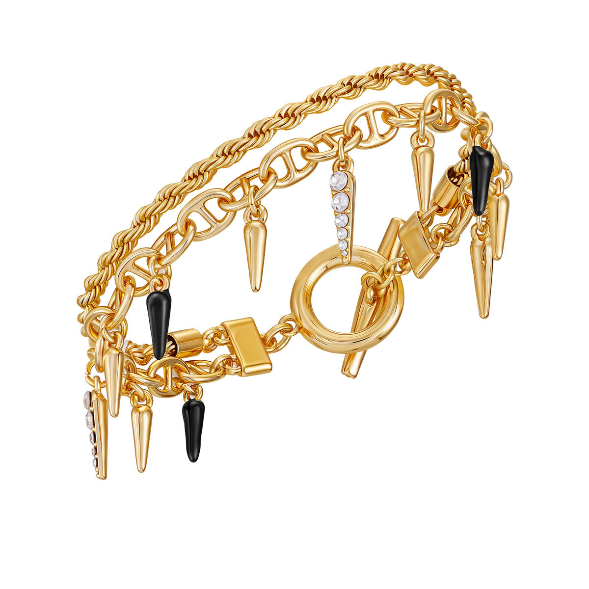 Crystal And Goldtone Multi Strand Bracelet