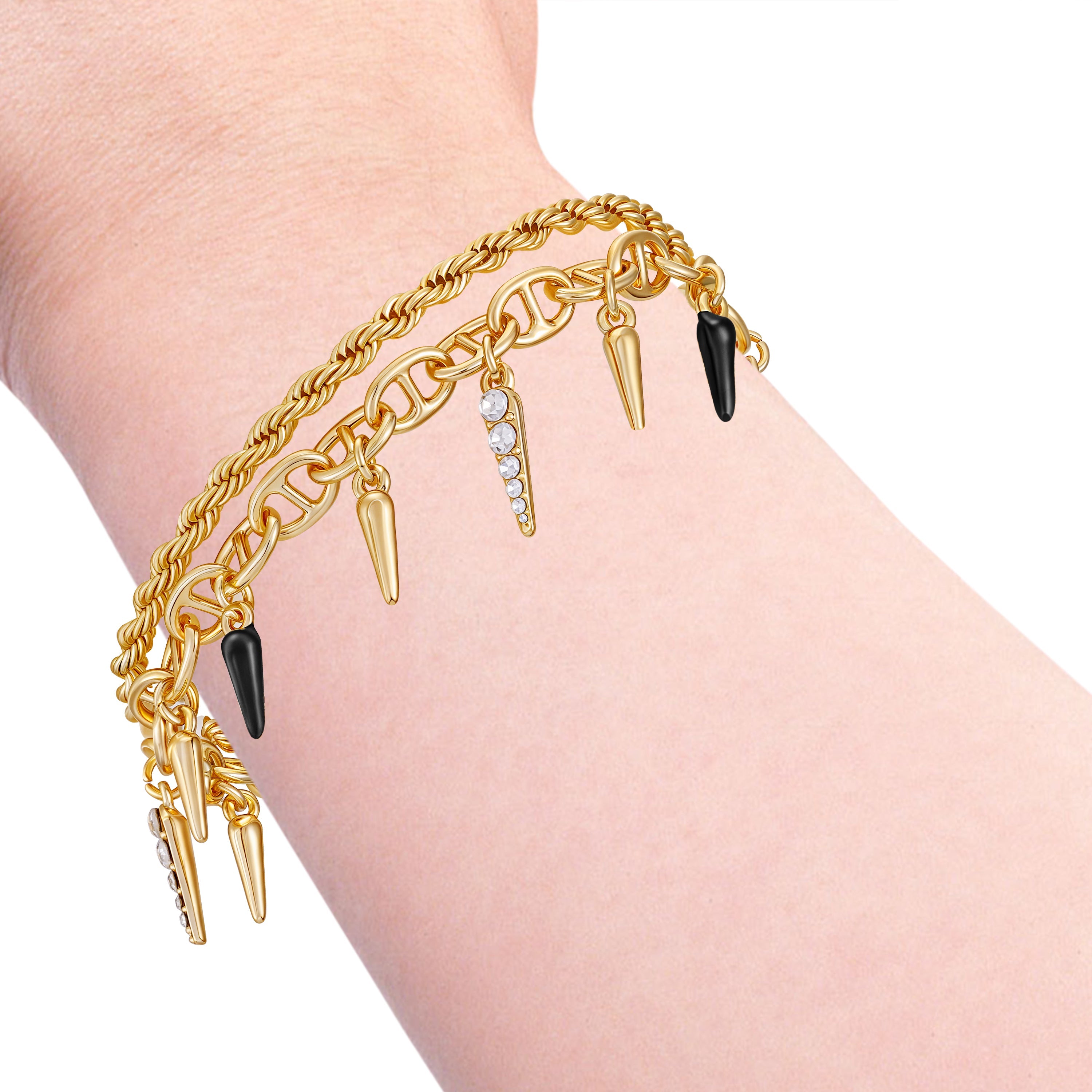 Crystal And Goldtone Multi Strand Bracelet