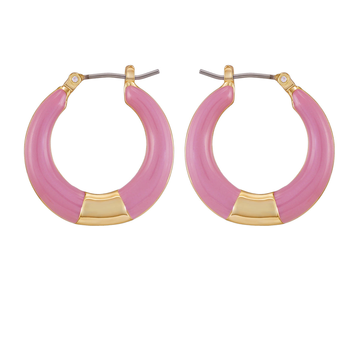 Gold Tone Enamel Hoop Earrings