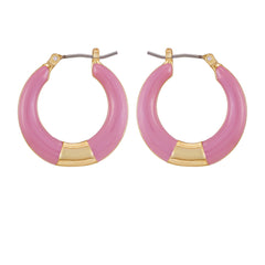 Gold Tone Enamel Hoop Earrings