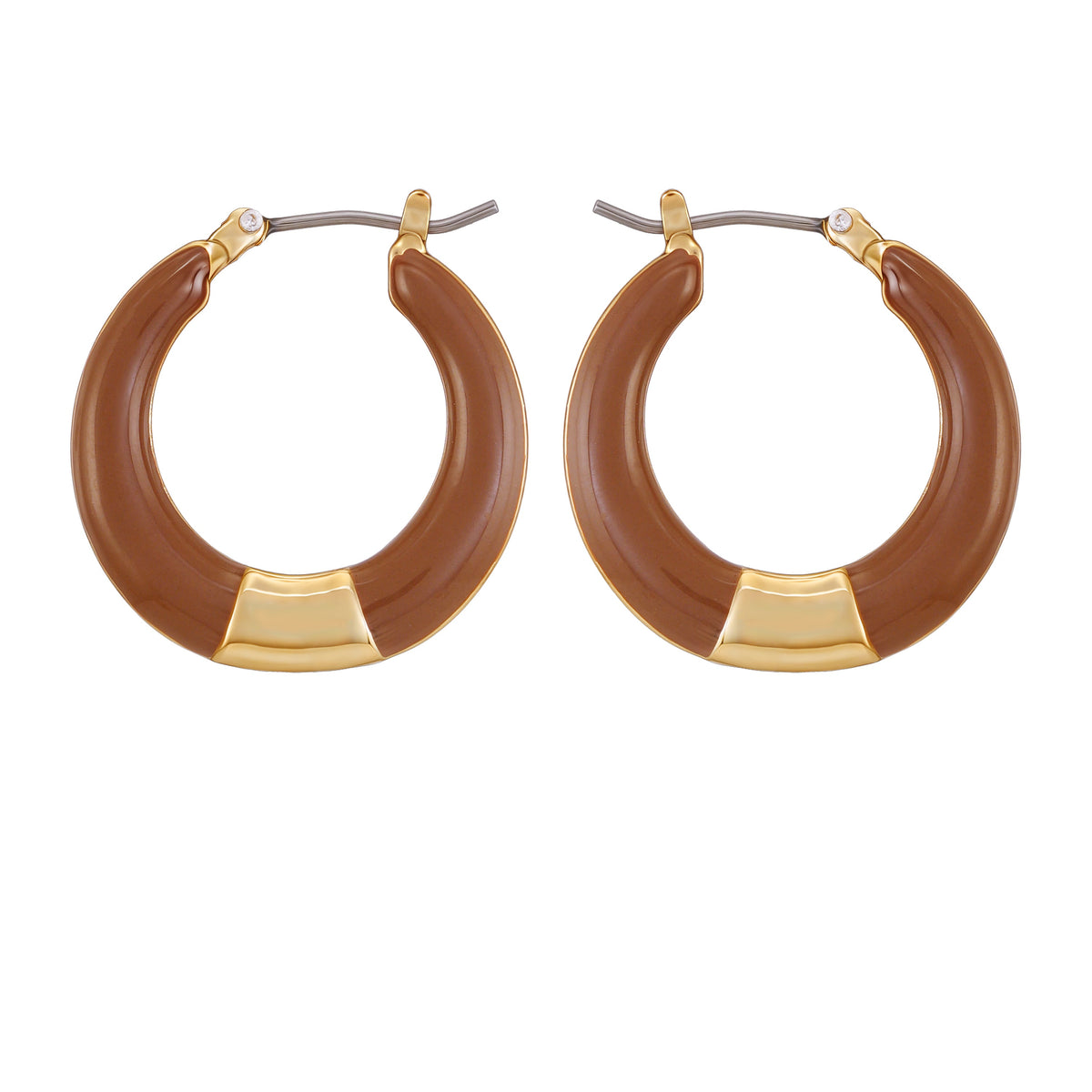Gold Tone Enamel Hoop Earrings