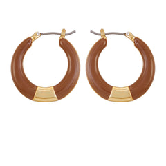 Gold Tone Enamel Hoop Earrings
