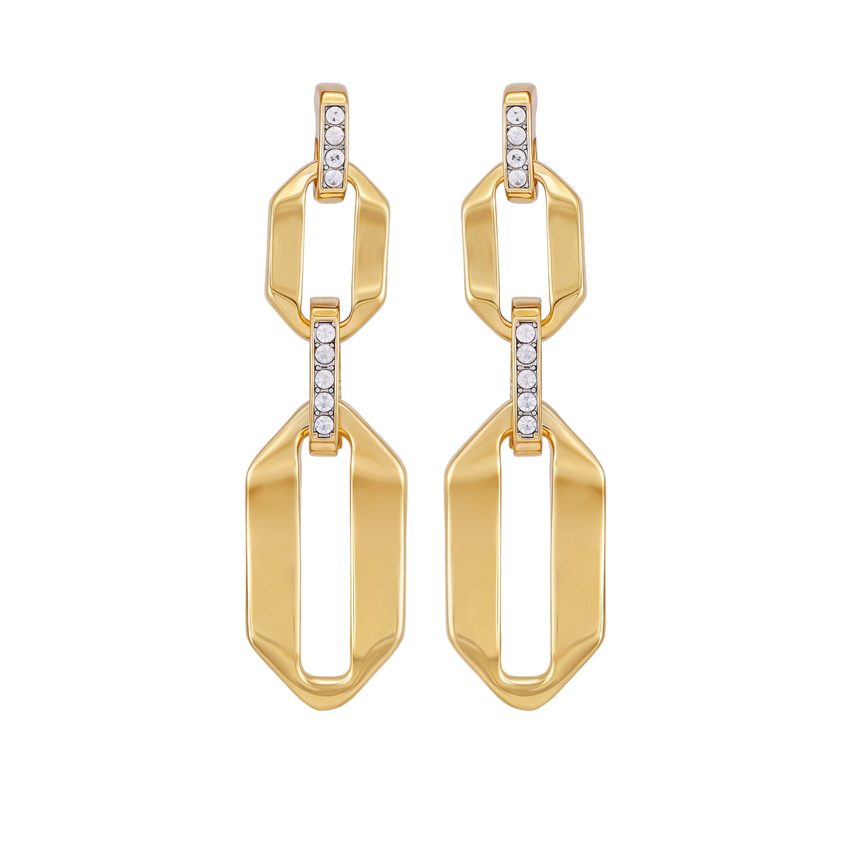 Goldtone And Crystal Link Drop Earrings