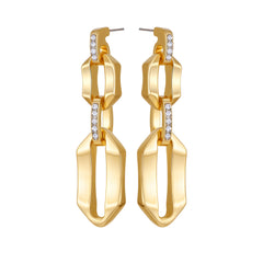 Goldtone And Crystal Link Drop Earrings