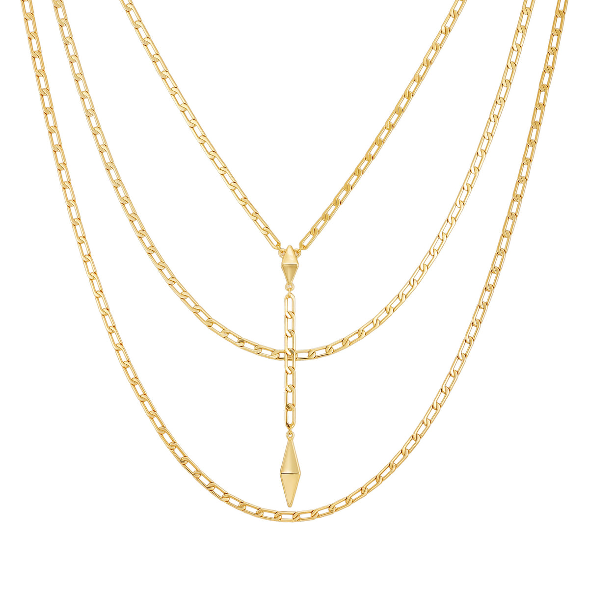 3 Piece Goldtone Chain Necklaces