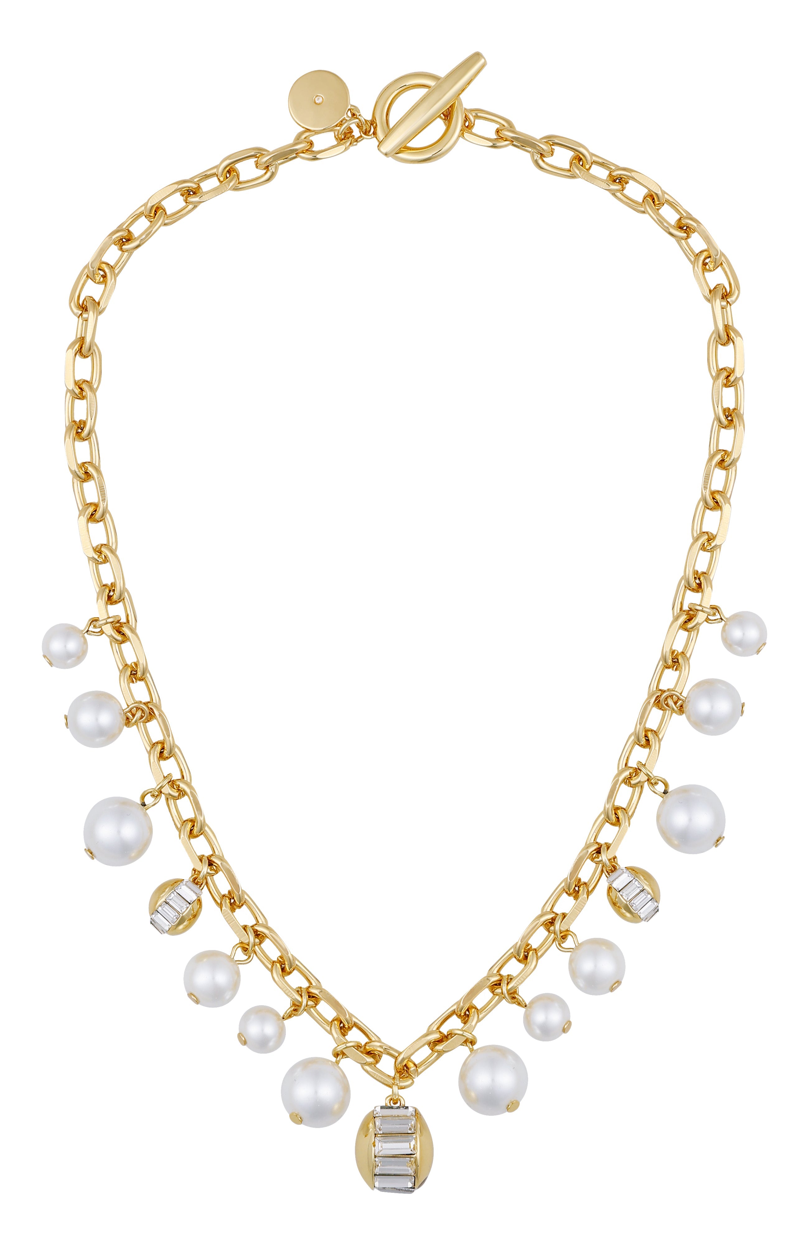 Pearl Chain Link Toggle Necklace