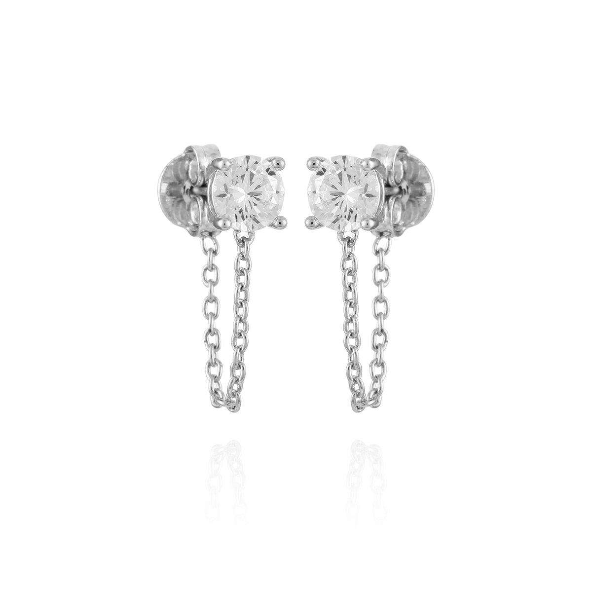 Crystal Stud Chain Dangle Drop Earrings