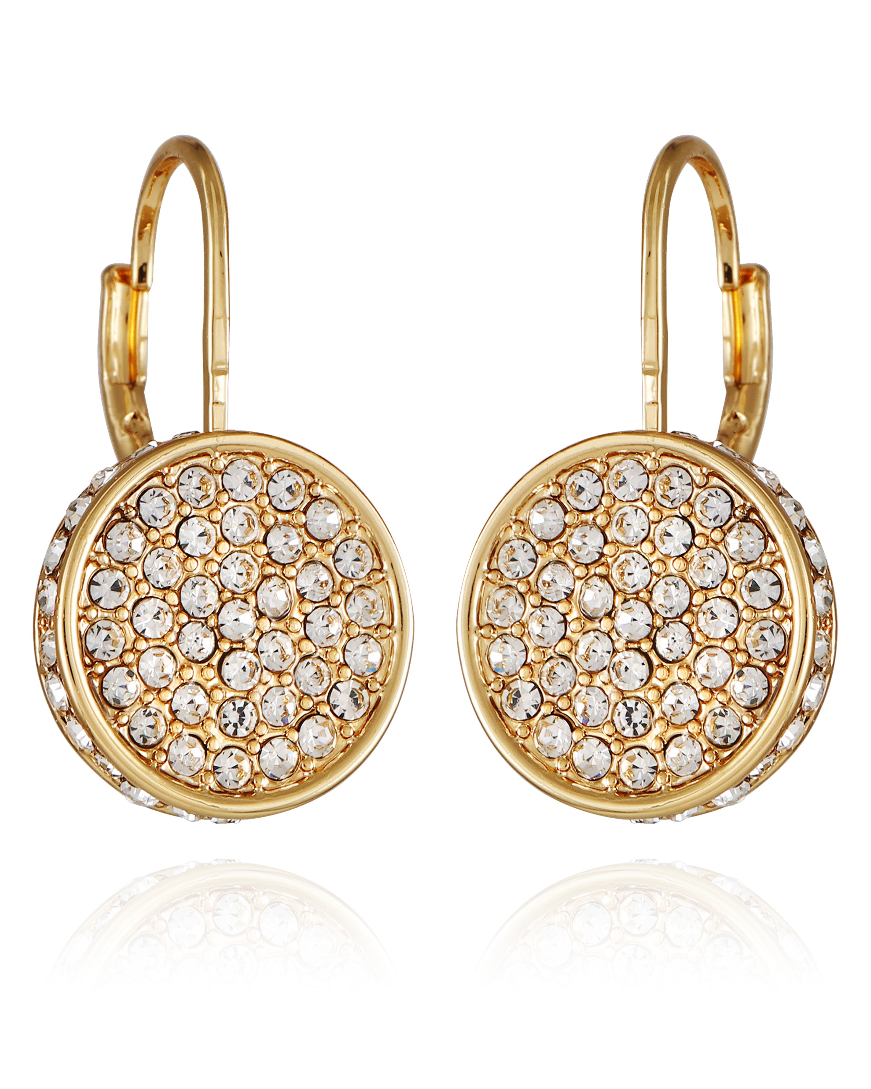 Pave Goldtone Drop Earrings