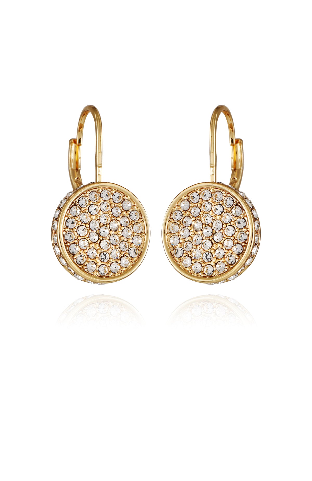 Pave Goldtone Drop Earrings