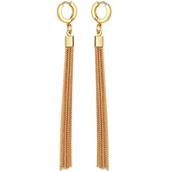 Goldtone Huggie Tassel Hoop Drop Earrings