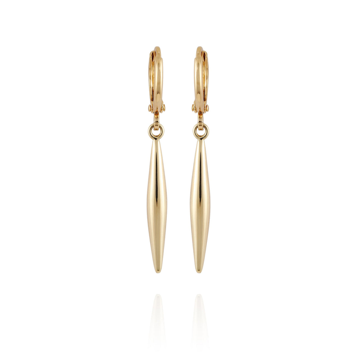 Goldtone Spear Dangle Huggie Hoop Dangle Drop Earrings