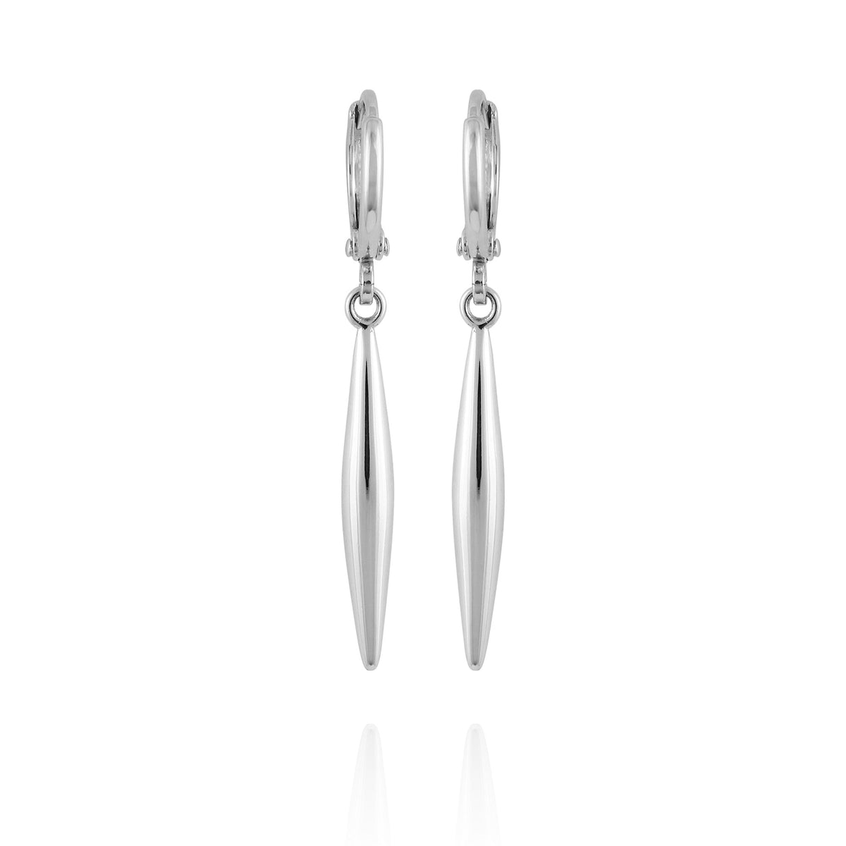 Silvertone Spear Dangle Huggie Hoop Drop Earrings
