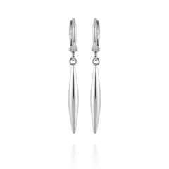 Silvertone Spear Dangle Huggie Hoop Drop Earrings