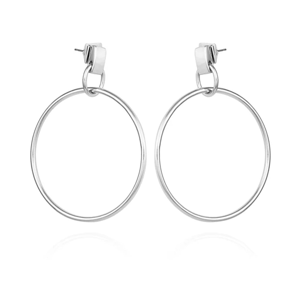 Silvertone Hoop Drop Earrings
