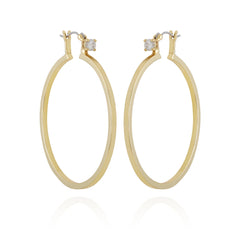 Goldtone Cubic Zirconia Large Hoops Earrings