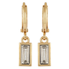 Rectangular Glass Stone Huggie Drop Earrings